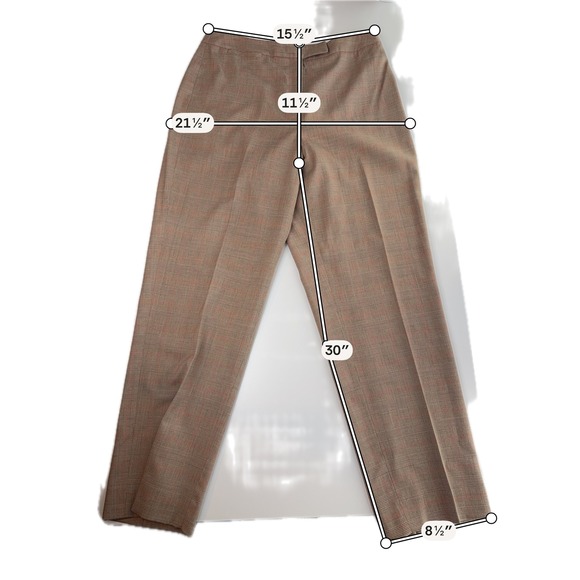 Talbots Womens Sz 10 Wool Blend Plaid Trousers Brown/Tan Stretch Dress Pants VTG - Picture 9 of 10